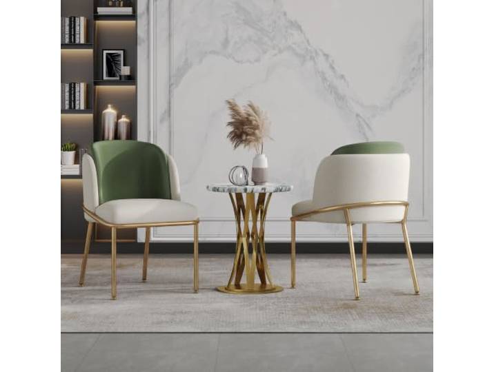 Aunvla 2 St Moderner Stuhl mit Schrägstuhlbein und Verstellbare Füße, Ideal für Wohnzimmer, Offene Bürofläche, Esszimmer (Grün+Golden)