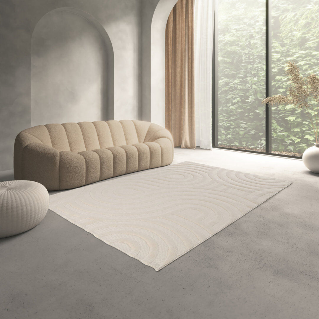 Ivy Bronx Deedra Rectangle Geometric Shapes Area Rug Greige Rectangle 120 x 170cm