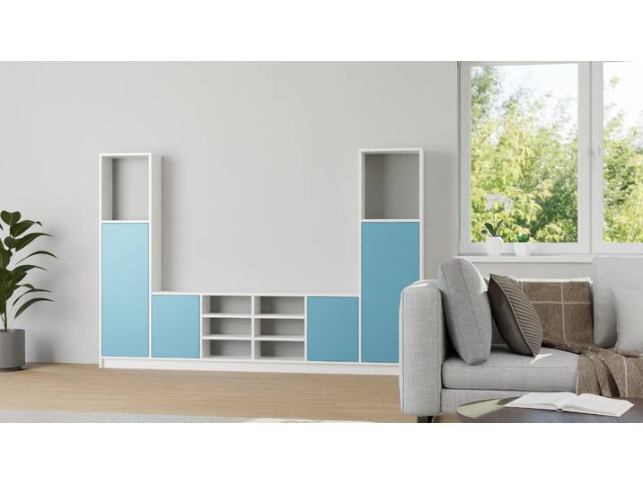 Wohnwand nach Maß MDF Beschichtet MDF Weiß matt
