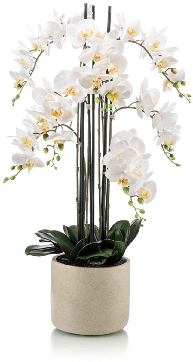 Emerald Kunstplant Phalaenopsis wit in pot - 100 cm