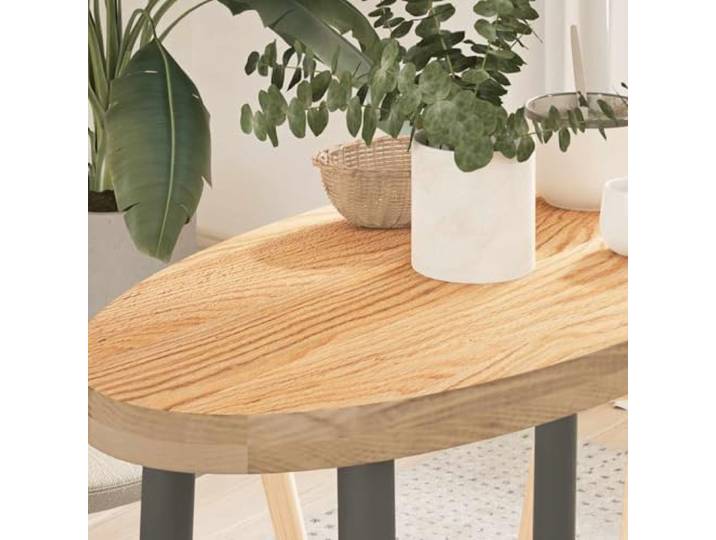 PTUGUOF Tischplatte 80x40x4 cm Massivholz Eiche Oval Robust, Pflegeleicht, Vielseitig als Couchtisch, Beistelltisch oder Stehtisch
