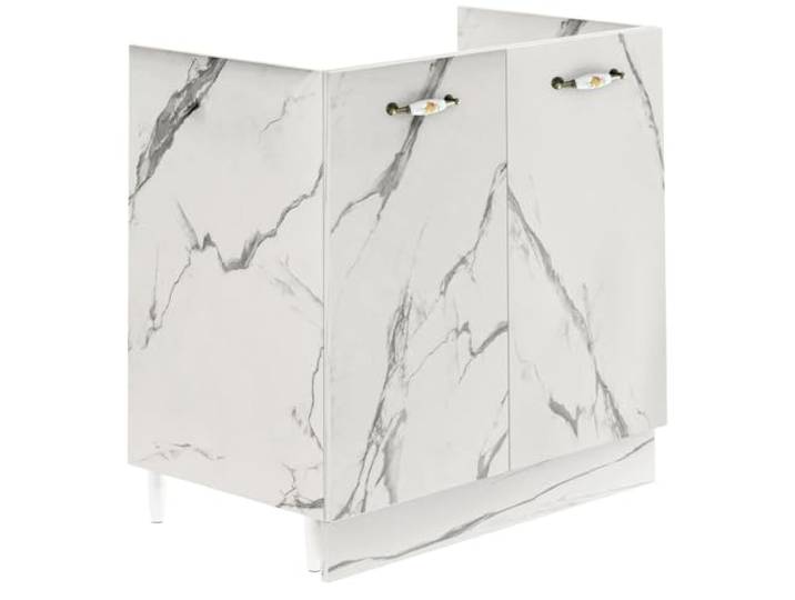Shally Dogan Küchenunterschrank mit 2 Türen zum Einbauen, Unterschrank für 80 Spülbecken (Marmo, 80 x 50 x 85 cm)