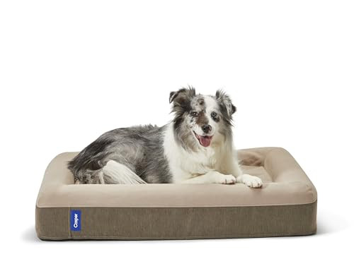 Casper Hondenbed van pluche traagschuim, klein, zandkleur