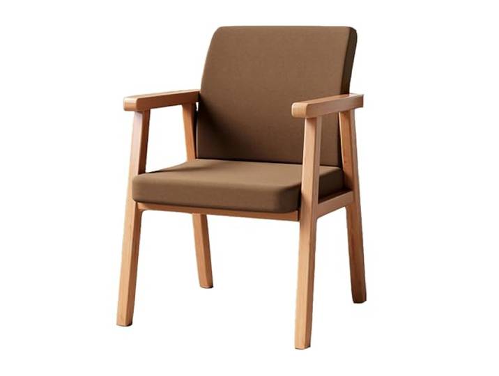Retro-Esszimmerstuhl aus Massivholz, Gepolsterter Stuhl mit Armlehnen, Freizeitstuhl mit Rutschfesten Fußpolstern für Esszimmer Küche Wohnzimmer Arbeitszimmer Teestube(22.4 x21.7 x33 , Coffee 2)