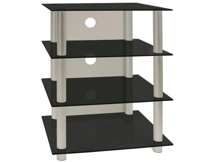 Mid.you Phonotisch, Schwarz, Silberfarben, Metall, Glas, rechteckig, 59x70x49 cm, Kabelkanal, Babymöbel & Kindermöbel, Kinderzimmer & Jugendzimmer, Phonomöbel