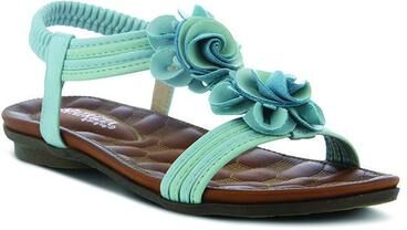 Women's Nectarine T-Strap Thong Sandal by Patrizia by Spring Step in Turquoise Multi (Size 37 M)