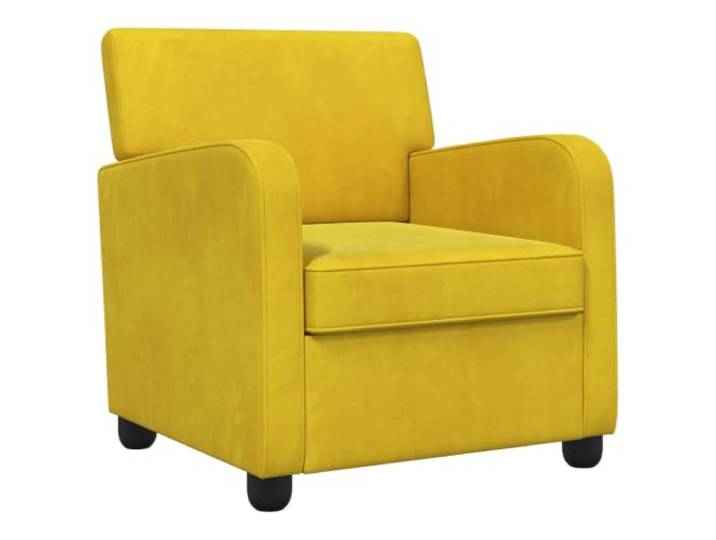 Sessel Gelb Samt mit Polsterung und Armlehnen Polyester-Velours, Holzwerkstoff und Metall Rahmen, Rückenlehne, Wohnzimmer, Schlafzimmer, Leseecke