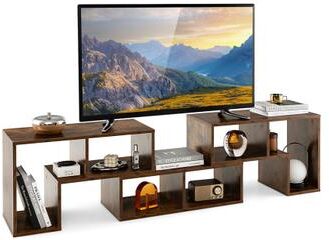 Costway 3 Pieces Console TV Stand for TVs up to 65 Inch with Shelves-Brown