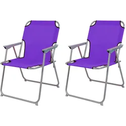 2 Stück Campingstuhl Stoff Oxfort Metall Lila