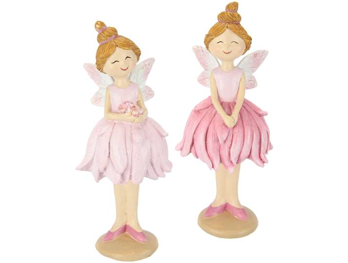 Dekofigur I.GE.A. Elfen , rosa, B:6,5cm H:15cm, Polyester, Polyresin, Dekofiguren, Dekofigur, 2er Set Kantenhocker