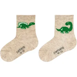 2er Pack camano Soft Baumwoll Patterned Baby-Socken 8200 - nature melange 19-22