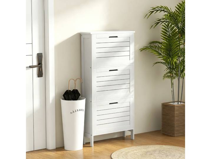 HOMCOM Armoire à Chaussures Moderne 3 Tiroirs Blanc 6 Paires