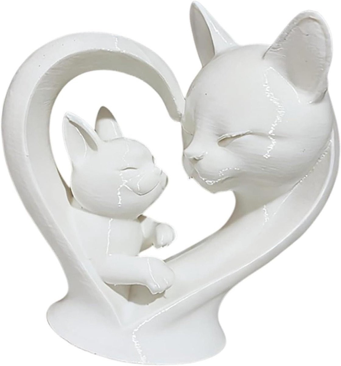 Decoratief beeldje van moeder en katten met hartvormig ontwerp