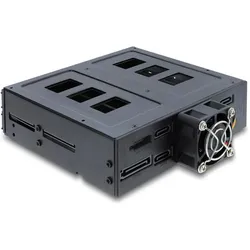 Delock 5.25? Wechselrahmen für 4 x 2.5? SATA oder SAS HDD / SSD mit Schloss (47141), SSD + Festplatte Zubehör