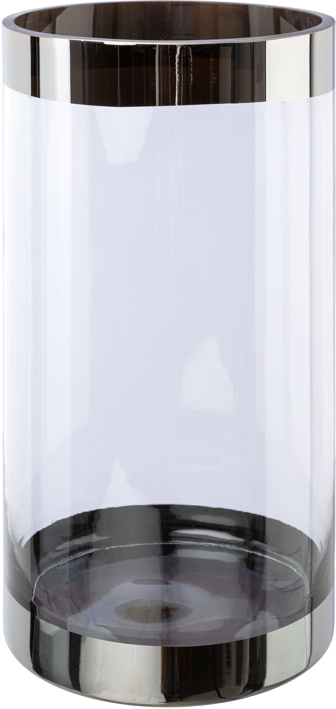 Bodenvase CREATIV DECO, transparent, H:30cm Ø:15cm, Glas, Vasen, Bodenvase, mit silberfarbenen Absetzungen transparent B/H/T: 30cm Ø 15cm