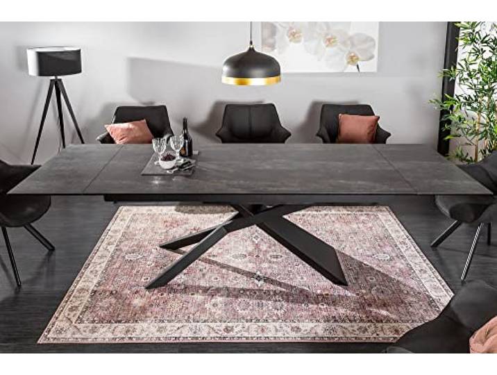 Esstisch EUPHORIA 260cm - schwarz grau - Keramik - edle italienische 12 Sitzplätze, hochwertig, stabile Konstruktion, 120 kg Belastbarkeit, industrial-Design, für Esszimmer, Metallgestell