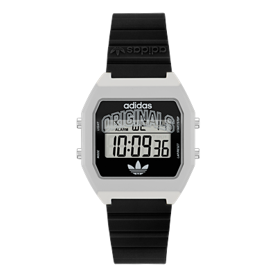Digitaluhr ADIDAS ORIGINALS "DIGITAL TWO", schwarz (schwarz, schwarz), Armbanduhren, Herren, silberfarben, Digitaluhr, Quarzuhr, Armbanduhr, Damenuhr, Herrenuhr, digital, Tag, Wochentag