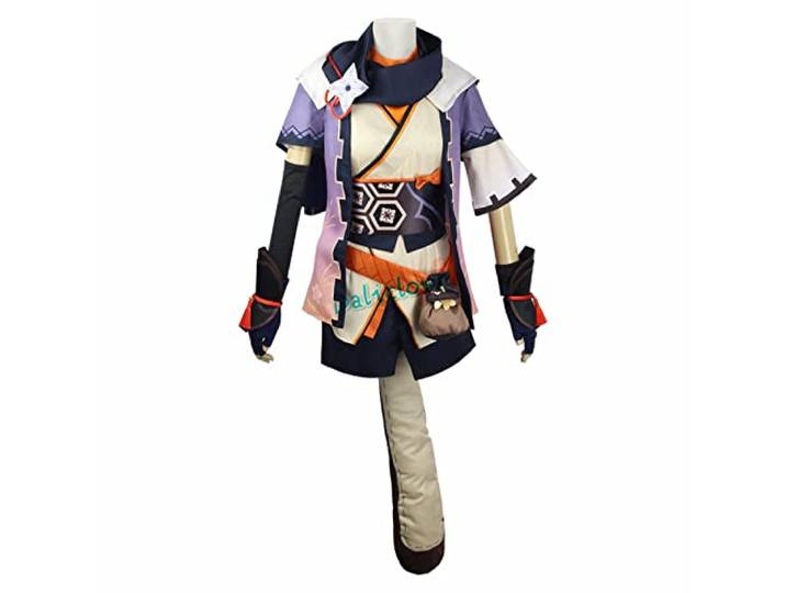 PUYYDS Spiel Genshin Impact Sayu Cosplay Kostüm Anime Frauen Outfit mit Kapuze Lolita Kleid Halloween Perücke Schuhe Schwanz Full Set