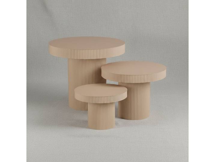 Mica Decorations Couchtisch Beistelltisch Set rund hellbraun Metall 3-teilig Ø70 cm (3-St., 3er Set), 3er Set in drei verschiedenen Größen