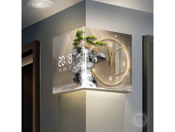 Horloge murale d'angle Double face moderne, décoration de salon, horloge LED murale de fond de Restaurant, montre murale numérique