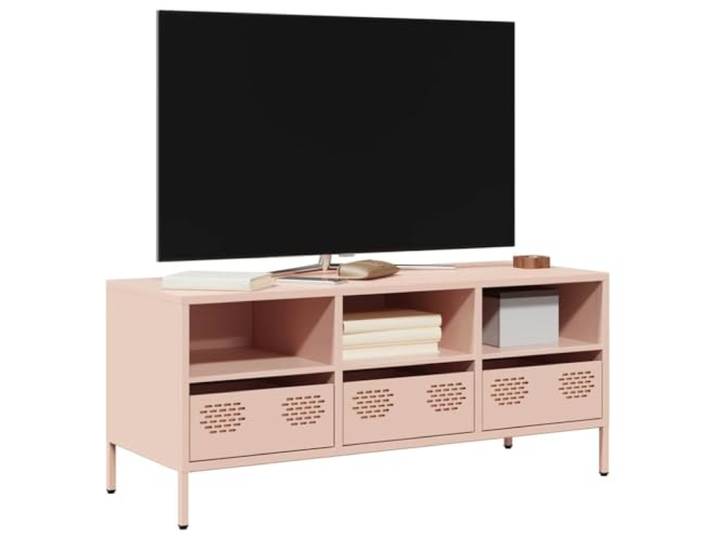 HEFZGDB Industrie-Stil TV-Schrank Rosa 101,5x39x43,5 cm aus Kaltgewalztem Stahl mit 3 Fächern und 3 Schubladen, Stauraum Möbel, verstellbare Stellfüße für Stabilität, Robustes