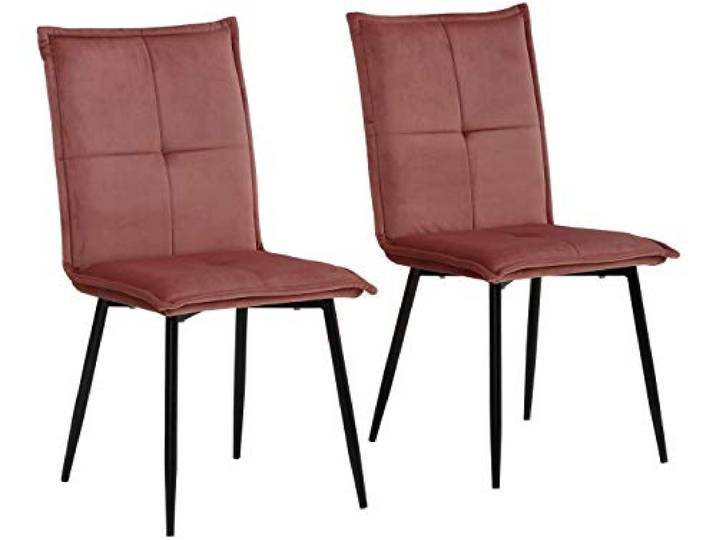 Mandy Esszimmerstuhl aus Rosa Samt, 2er-Pack
