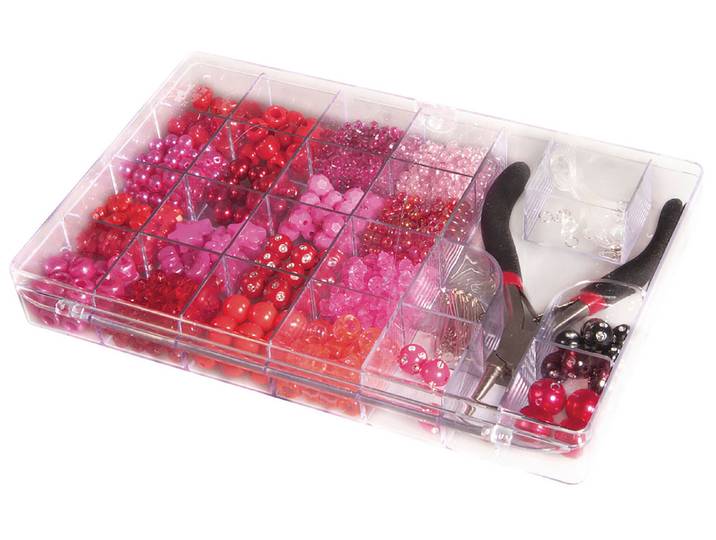 Rayher Perlenbox mit Zange Farb- und Grössenmix 20 × 13.5 cm
