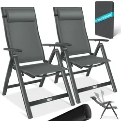 KESSER® Gartenstuhl Hochlehner mit Armlehnen   Aluminium Klappstuhl inkl. Kopfkissen Campingstuhl 7-Fach Verstellbar Rückenlehne   Atmungsaktiv & Wetterfest   Klappbar & Anti-Rutsch