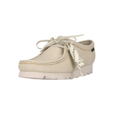 Schnürschuh CLARKS "Wallebee Goretex", Damen, Gr. 39, Kunstfaser, beige (weiß), Leder, Schuhe Schnürschuh, mit GTX-Finish