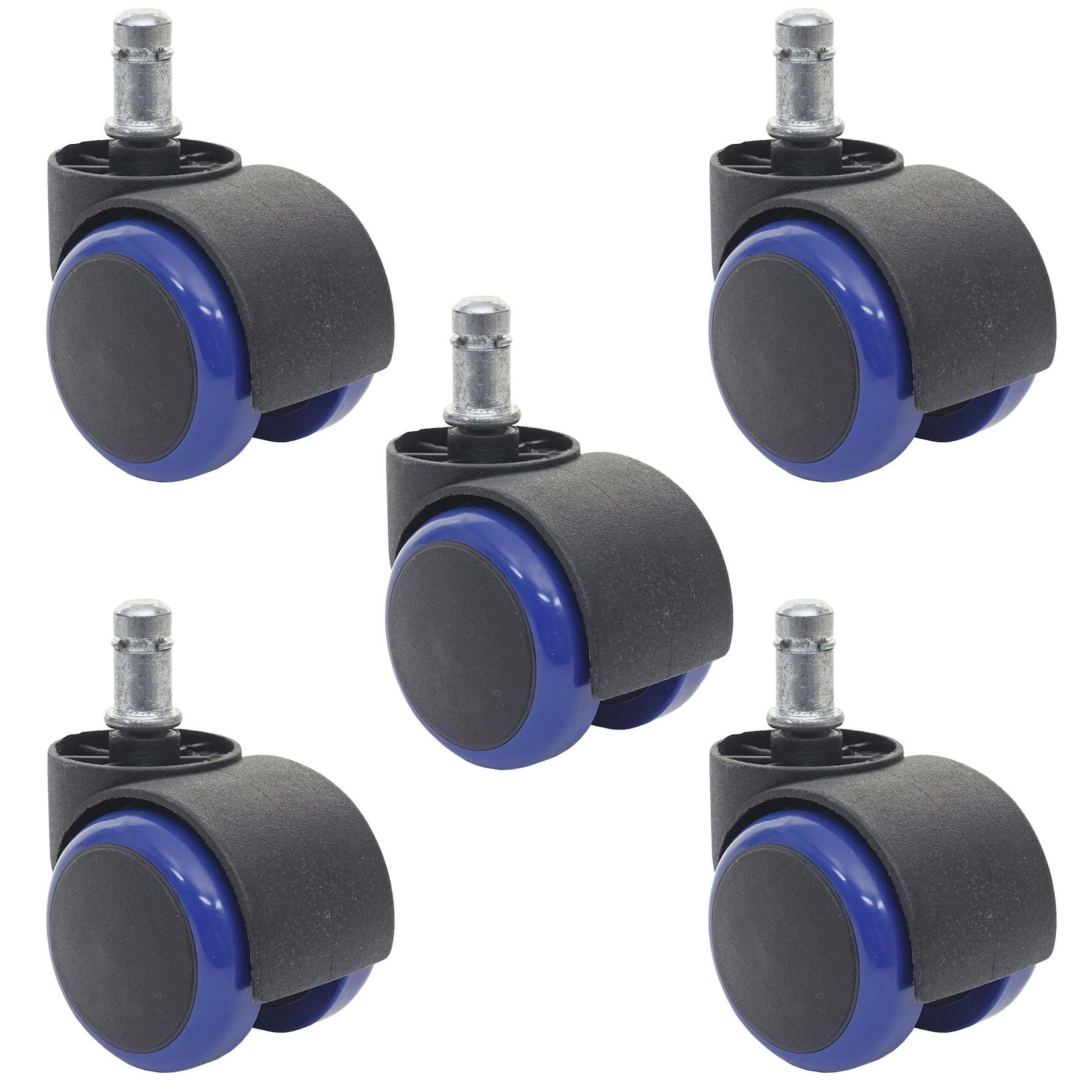 5er-Set Hartbodenrollen MCW-H86, Bürostuhl-Rollen Stuhlrollen, 150kg belastbar Ø 11mm ~ blau