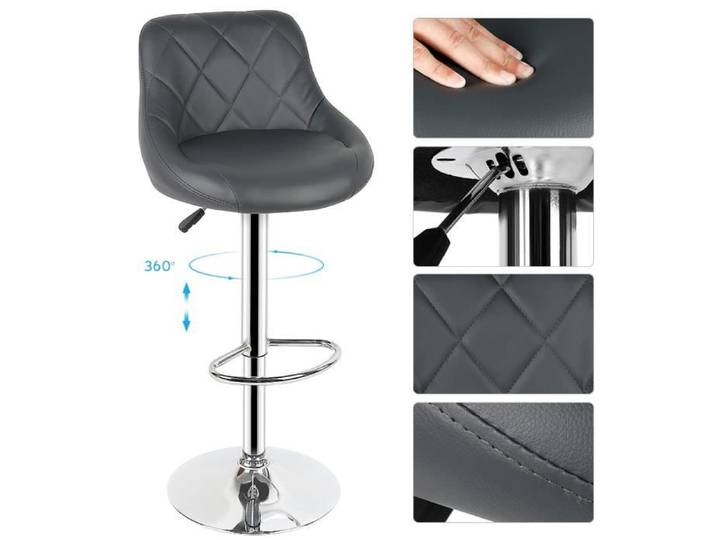 Lot de 6 Tabourets de Bar Contemporain en Simili avec Pieds métal chromé - HEREUBUY