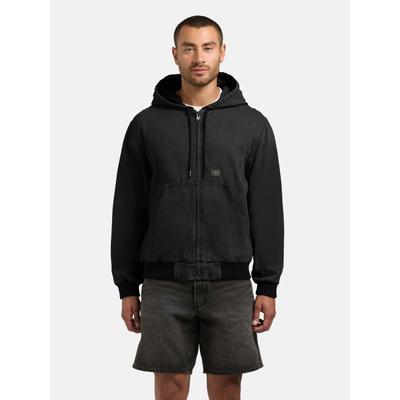 Outdoorjacke KHUJO "Rhiis", Herren, Gr. S (48), schwarz, Obermaterial: 100% Baumwolle, gerade hüftbedeckend, hoch geschlossener Ausschnitt, Rippstrickbündchen, Jacken Outdoorjacke, Herren Übergangsjacke im Denim-Look