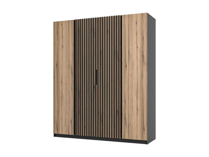 DREHTÜRENSCHRANK CAGLIARI 200/239/61,9cm 4-türig Schwarz