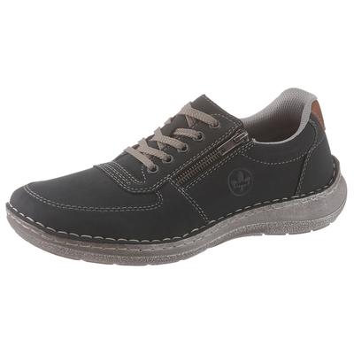 Schnürschuh RIEKER, Herren, Gr. 45, Synthetik, blau, Lederimitat, Schuhe Schnürschuh, mit seitlichem Reißverschluss, Freizeitschuh, Halbschuh, Schnürschuh