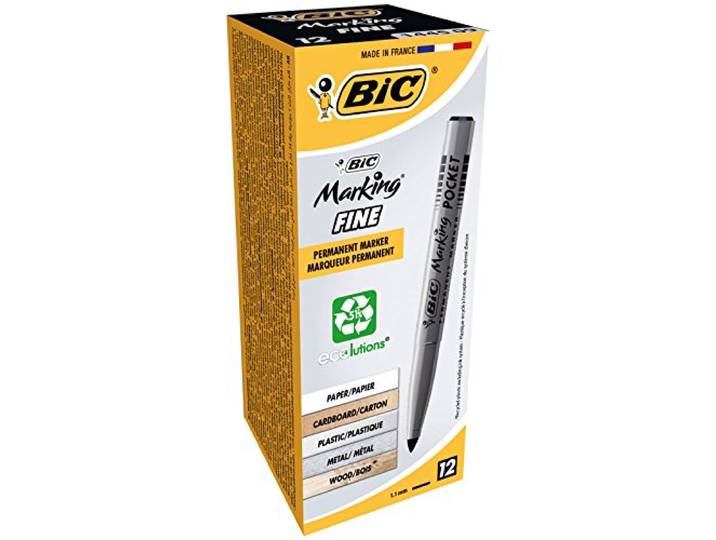 BIC Markering Permanente Markers Fijne Tip Zwart 12 Doos