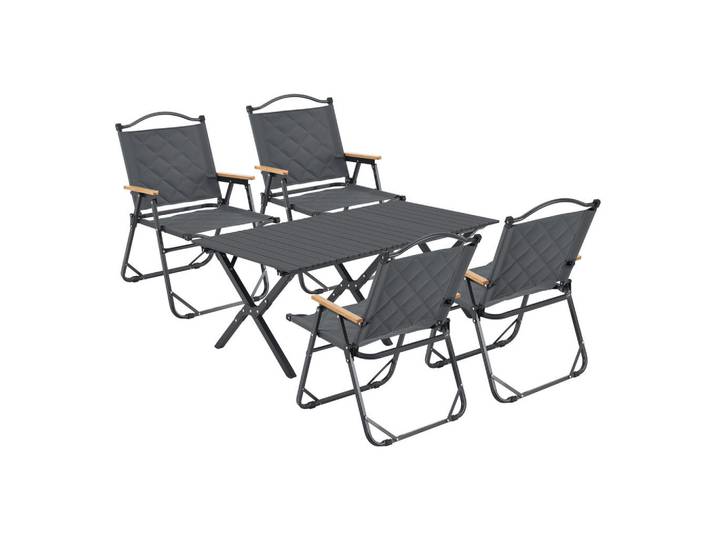 casa.pro Gartenmöbel-Set Botrugno 5 Tlg., Grau, Textil, Metall, 5-teilig, Gartenmöbel, Gartengarnituren, Gartenmöbel-Set