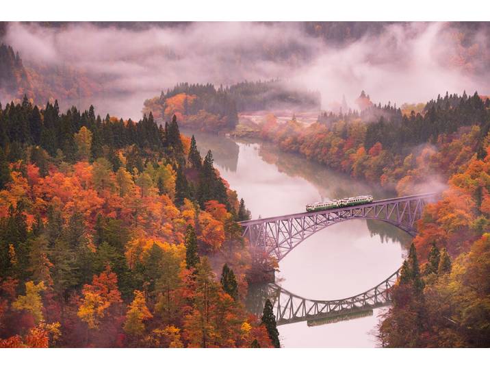 Fototapete PAPERMOON Photo-Art KEI SASAKI, HERBST TADAMI LINE , bunt, B:2,5m L:1,86m, Vlies, Tapeten, Fototapete