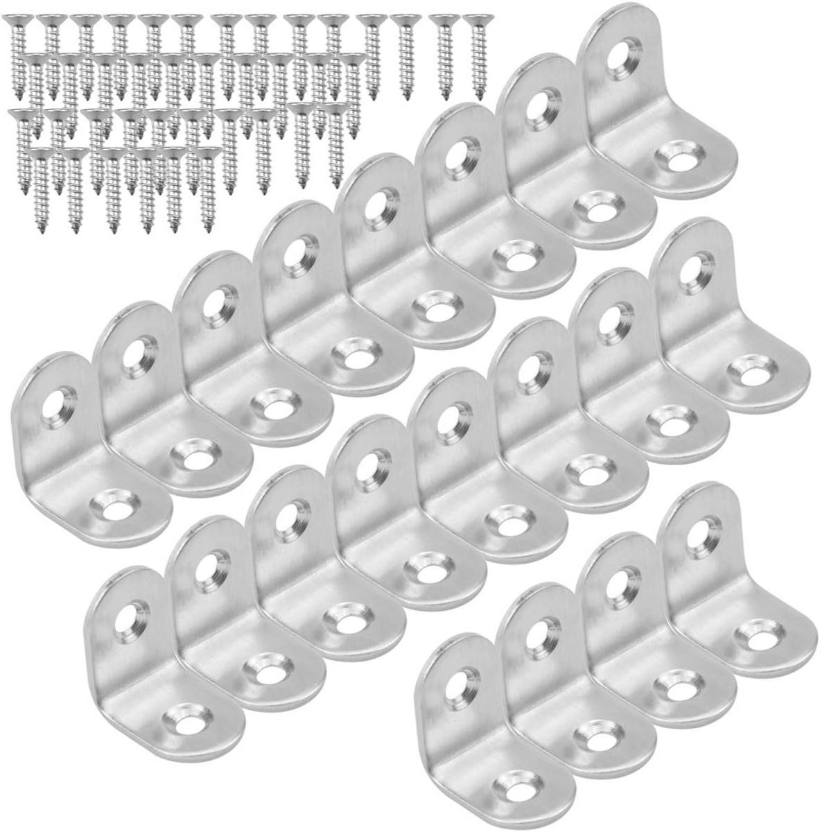 20 stuks roestvrijstalen hoekverbinders voor meubelconstructie, 20x20 cm