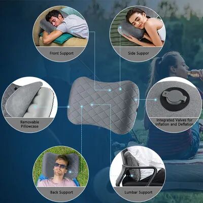 Uplifted Trends Ultralight Inflatable Neck & Lumbar Support Pillow Portable Washable Cover Travel Pillow green