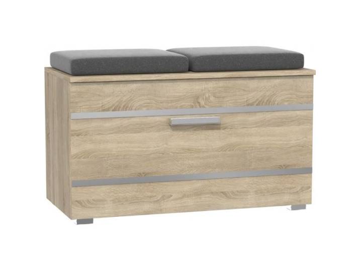 ALMORA - Meuble à chaussures - 85x45x35 cm - Banc à chaussures - Hall Entrée - Rangement chaussures - 4 niches + 2 coussins
