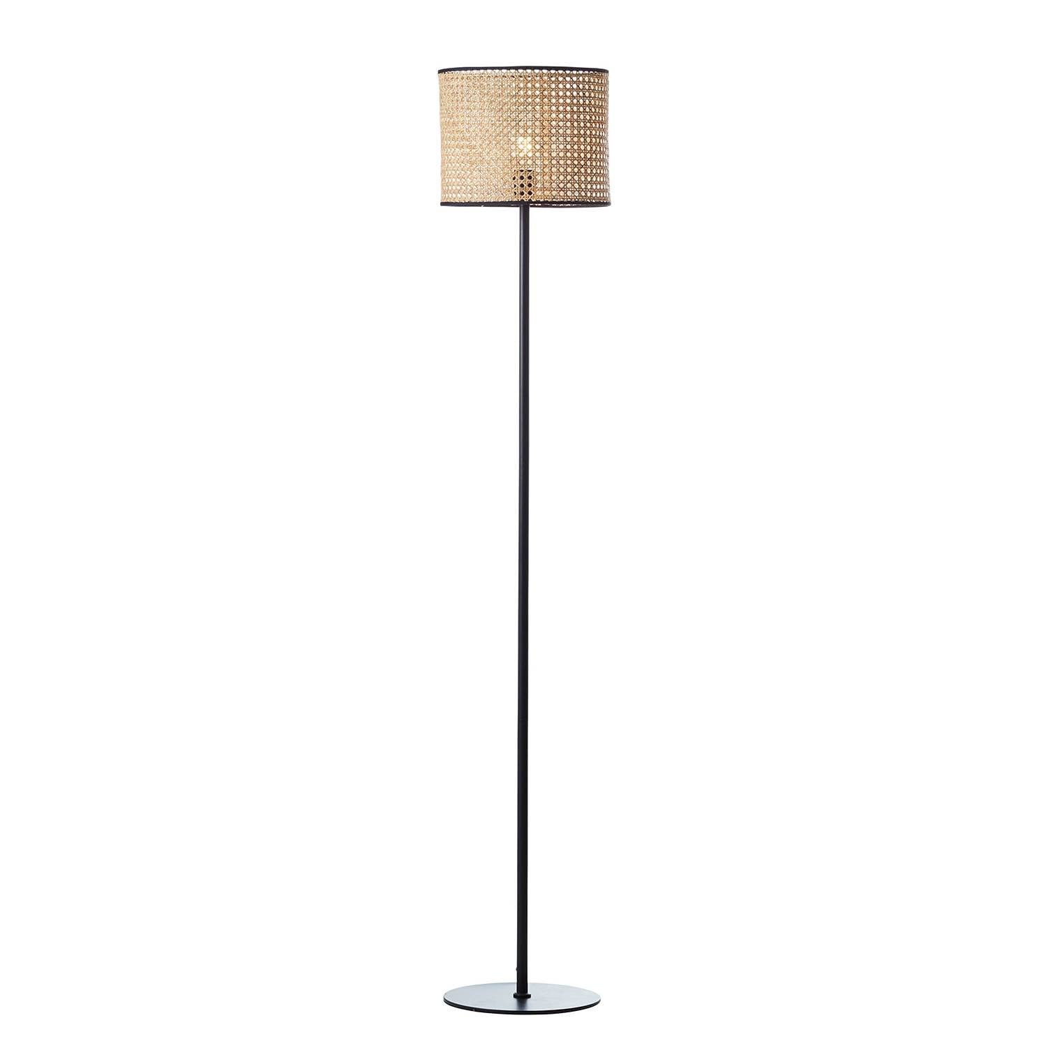 BRILLIANT Wiley vloerlamp van rotan en metaal in bruin, H 154 x B 30 x D 30 cm