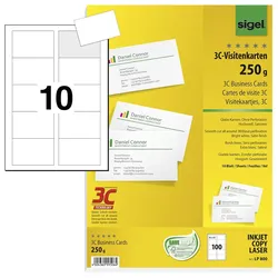 SIGEL Visitenkarten 250 g/m2 satiniert hochweiß