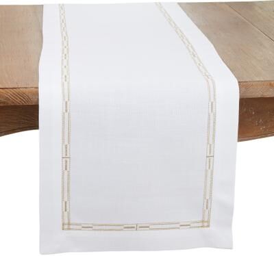 Saro Lifestyle "Elegant Edge Embroidered Border Table Runner - 16""x72"""