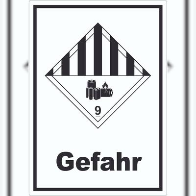 HB-Druck Aufkleber Achtung Lithiumbatterien Gefahr Gefahrgutklasse 9a A0 (841x1189mm)
