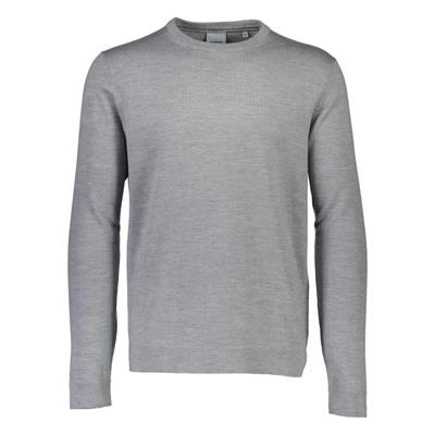 Strickpullover LINDBERGH "Strickpullover Comfort Fit", Herren, Gr. XL, grau (grau mel), Obermaterial: 100% Schurwolle, unifarben, Rundhals, Pullover Strickpullover