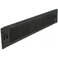 19" Kabelmanagement Bürstenleiste, Kabelführung schwarz, werkzeugfrei, 2 HE