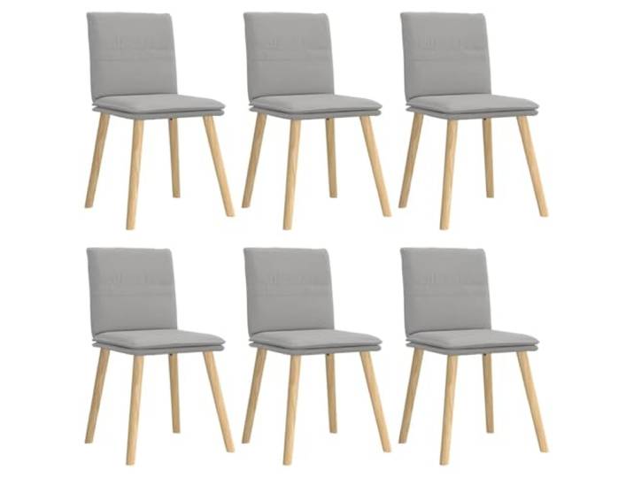 HKLGBVCR 6 Esszimmerstühle, Wolkengrau, aus Stoff Atmungsaktives und langlebiges Gewebe, Rahmen aus Metall und Holz, dicker Schaumstoff, Wohnzimmer, Gästezimmer