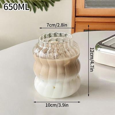 Uplifted Finds Creative Wave Shape Glass Tumbler High Performance Transparent Ripple Mug For Iced Coffee & Tea b2