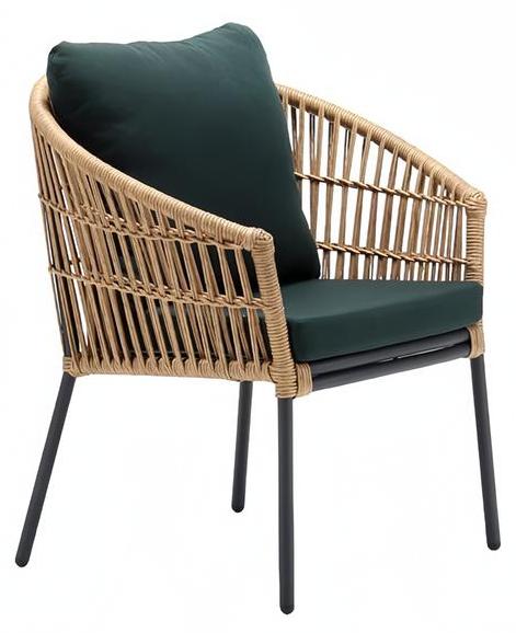 Modern Rattan Sessel 1 Sitzer stilvoll Grün Terrasse Luxus Design Möbel