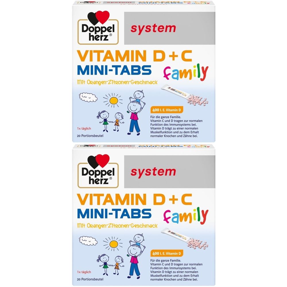 Doppelherz Vitamin D+C Mini-Tabs family system 2x 2x20 St Pellets